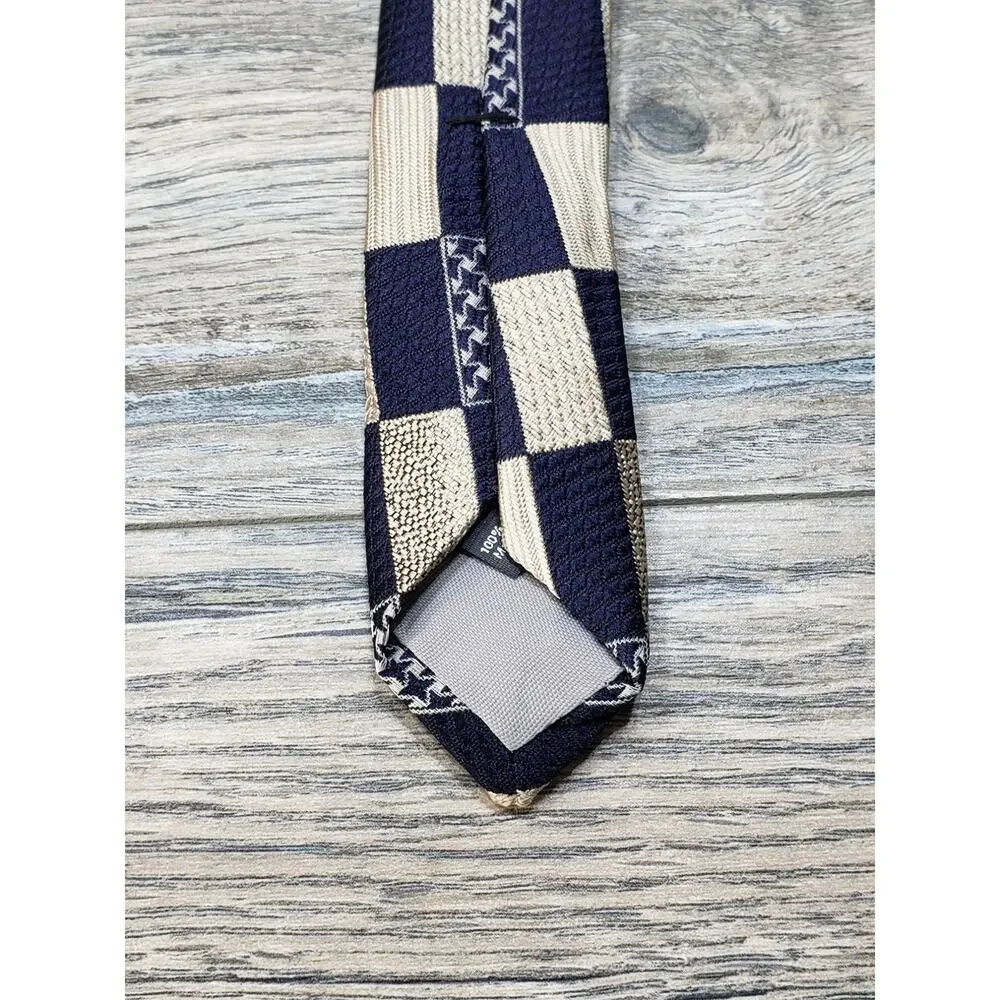 Adolfo Men's Polyester Dark Blue Geometric Neck Tie